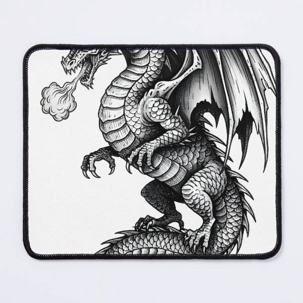 Item preview, Wild Fin-Tail Dragon - Detailed Smoke Breathing Ink Art designed and sold by DragonSerpent Ink.