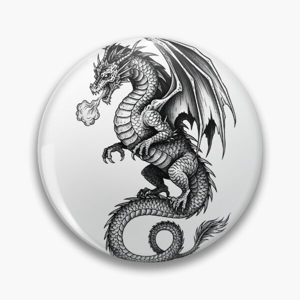 Item preview, Wild Fin-Tail Dragon - Detailed Smoke Breathing Ink Art designed and sold by DragonSerpent Ink.