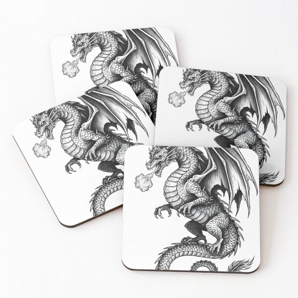 Item preview, Wild Fin-Tail Dragon - Detailed Smoke Breathing Ink Art designed and sold by DragonSerpent Ink.