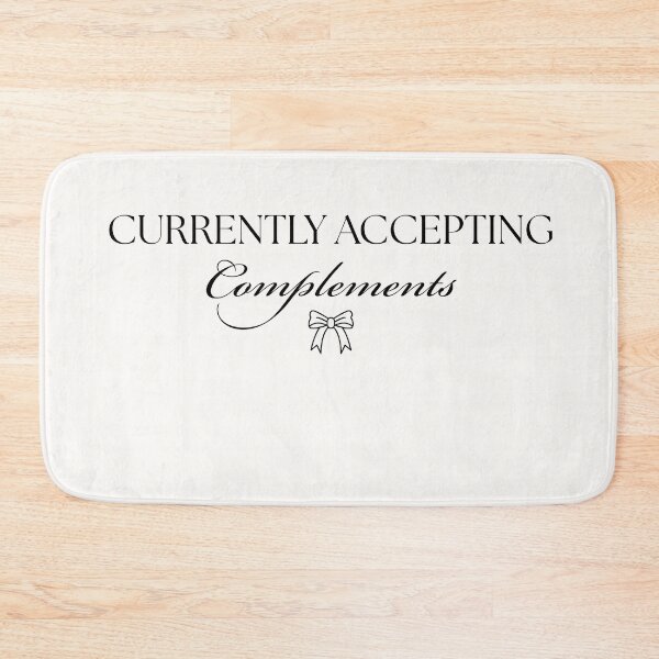 Item preview, Currently Accepting Complements | Black Calligraphy Script & Ribbon Bow Typography designed and sold by Sparkle First Co..