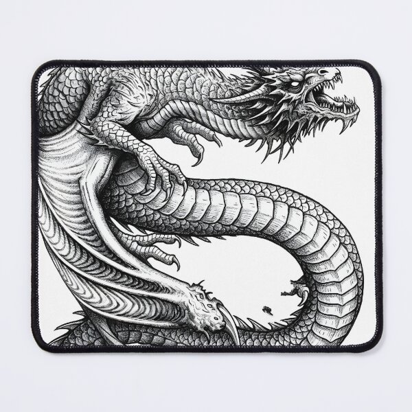 Item preview, Horned Eastern Dragon - Serpentine Oriental Ink Art designed and sold by DragonSerpent Ink.