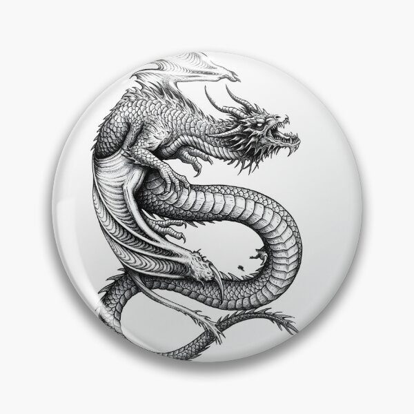 Item preview, Horned Eastern Dragon - Serpentine Oriental Ink Art designed and sold by DragonSerpent Ink.