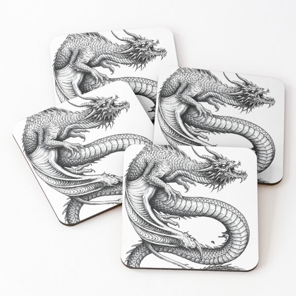 Item preview, Horned Eastern Dragon - Serpentine Oriental Ink Art designed and sold by DragonSerpent Ink.