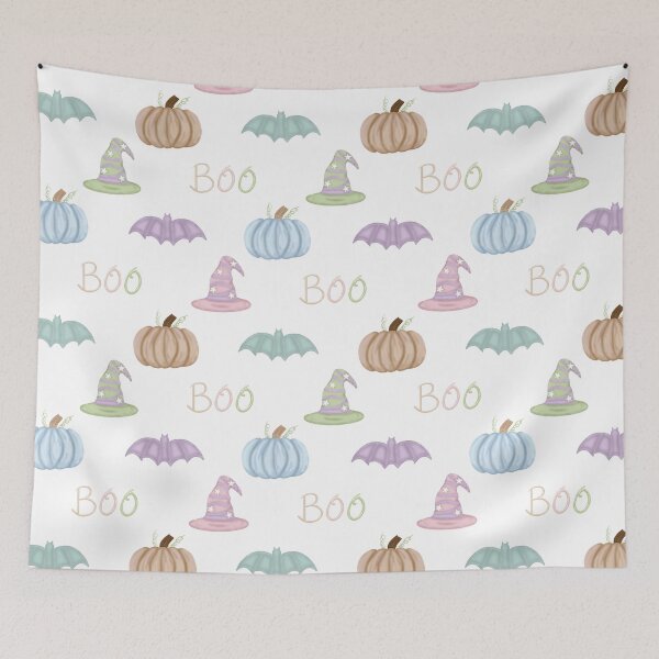 Item preview, Pastel Halloween Collection with Witches Hats, Pumpkins and Bats designed and sold by Purposely Designed.