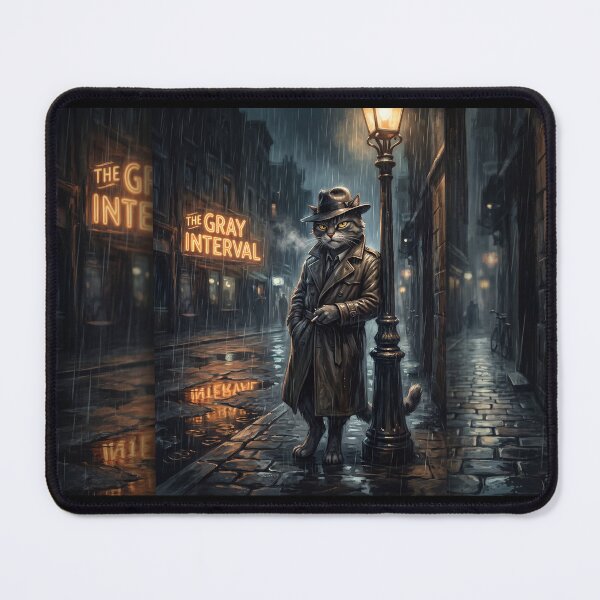Item preview, The Gray Interval - Rainy Night Noir Detective Cat designed and sold by ThegrayInterval.