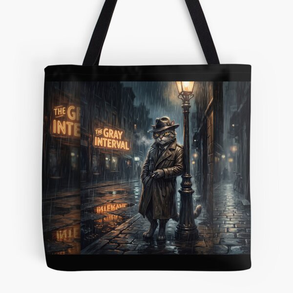 Item preview, The Gray Interval - Rainy Night Noir Detective Cat designed and sold by ThegrayInterval.