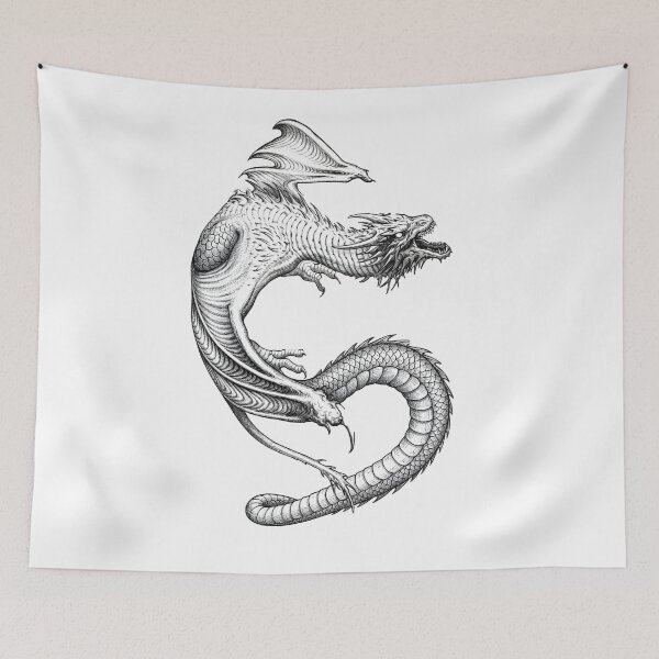 Item preview, Eastern Serpentine Dragon - Oriental Style Ink Illustration  designed and sold by DragonSerpent Ink.