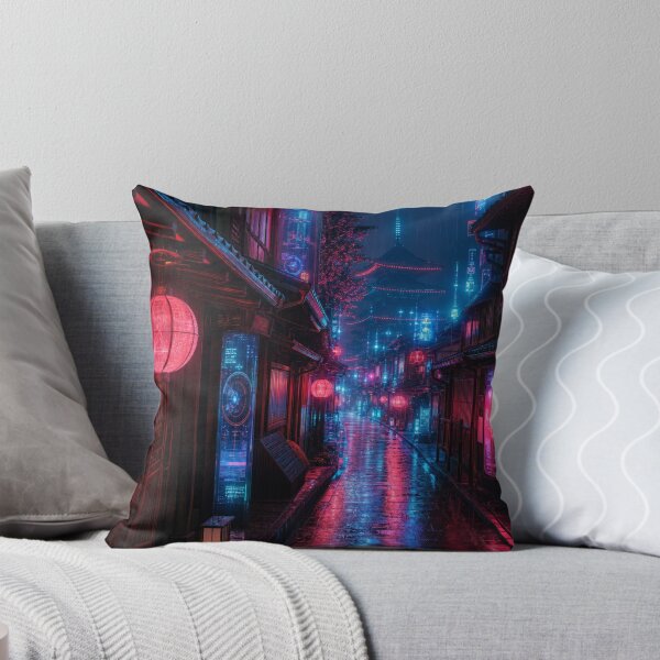 Item preview, Cyberpunk Kyoto - Neon Rainy Alley & Futuristic Pagoda designed and sold by vekotpu.
