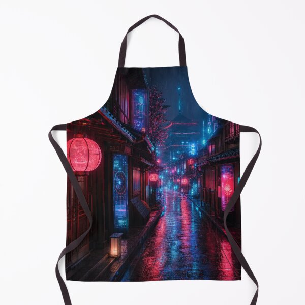 Item preview, Cyberpunk Kyoto - Neon Rainy Alley & Futuristic Pagoda designed and sold by vekotpu.