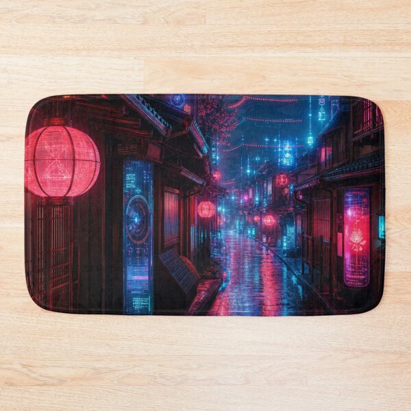 Item preview, Cyberpunk Kyoto - Neon Rainy Alley & Futuristic Pagoda designed and sold by vekotpu.