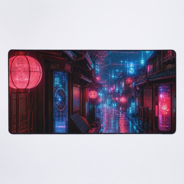 Item preview, Cyberpunk Kyoto - Neon Rainy Alley & Futuristic Pagoda designed and sold by vekotpu.