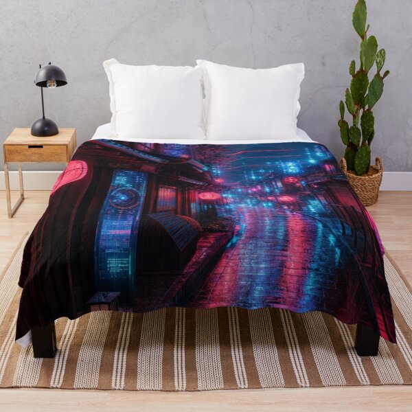 Item preview, Cyberpunk Kyoto - Neon Rainy Alley & Futuristic Pagoda designed and sold by vekotpu.