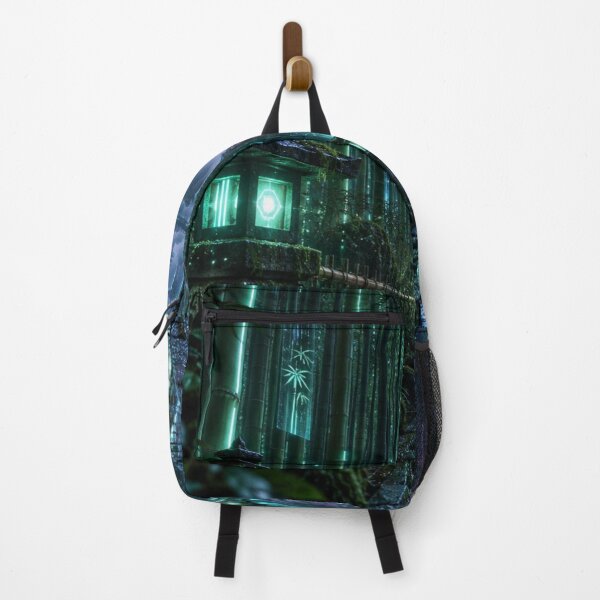 Item preview, Cyberpunk Bamboo Forest - Glowing Shrine & Futuristic Pagoda designed and sold by vekotpu.