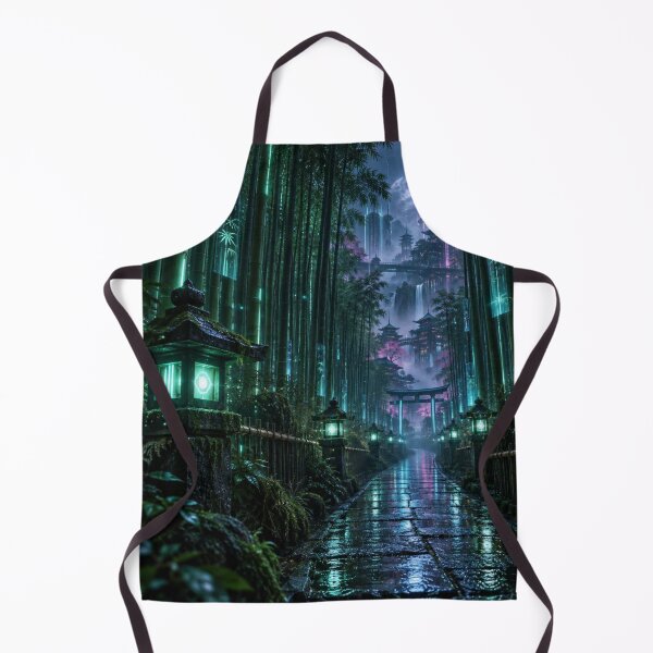 Item preview, Cyberpunk Bamboo Forest - Glowing Shrine & Futuristic Pagoda designed and sold by vekotpu.