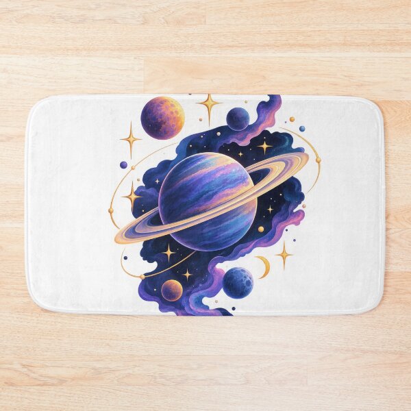 Item preview, Cosmic Dreamer – Colorful Ringed Planet & Galaxy Space Art designed and sold by KenjiSano.