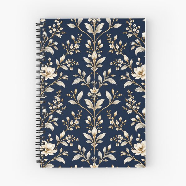 Item preview, Elegant Navy Blue Ivory Floral Botanical Pattern designed and sold by CreativeCharmCo.