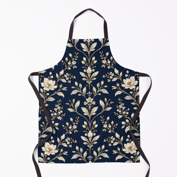 Item preview, Elegant Navy Blue Ivory Floral Botanical Pattern designed and sold by CreativeCharmCo.