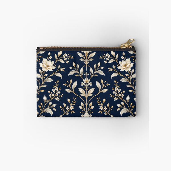 Item preview, Elegant Navy Blue Ivory Floral Botanical Pattern designed and sold by CreativeCharmCo.