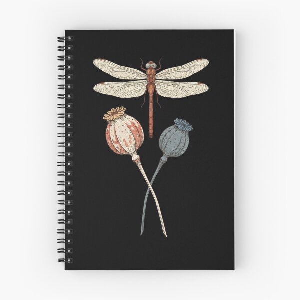 Item preview, Four-Wing Dragonfly Above Poppy Seedpods T-Shirt – Dragonfly Lover Gift, Botanical Nature Graphic Tee designed and sold by Trendably.