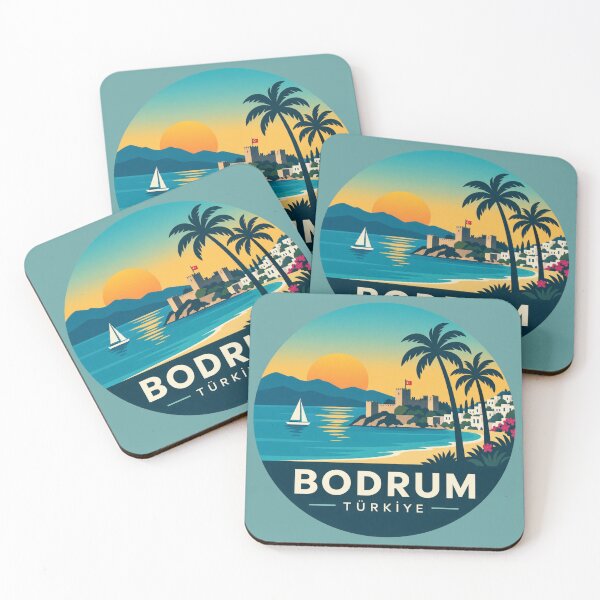 Item preview, Bodrum Türkiye Retro Travel Sticker Sunset Coastal Travel Design designed and sold by GusiaTreasures.