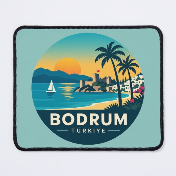 Item preview, Bodrum Türkiye Retro Travel Sticker Sunset Coastal Travel Design designed and sold by GusiaTreasures.
