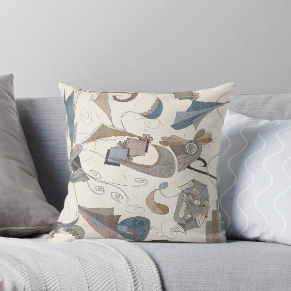 Item preview, Dusty Blue & Taupe Abstract Doodle — Linen Texture Modernist Pattern designed and sold by FaireWaveArt.