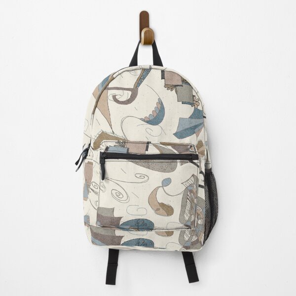 Item preview, Dusty Blue & Taupe Abstract Doodle — Linen Texture Modernist Pattern designed and sold by FaireWaveArt.
