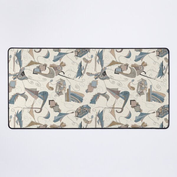 Item preview, Dusty Blue & Taupe Abstract Doodle — Linen Texture Modernist Pattern designed and sold by FaireWaveArt.