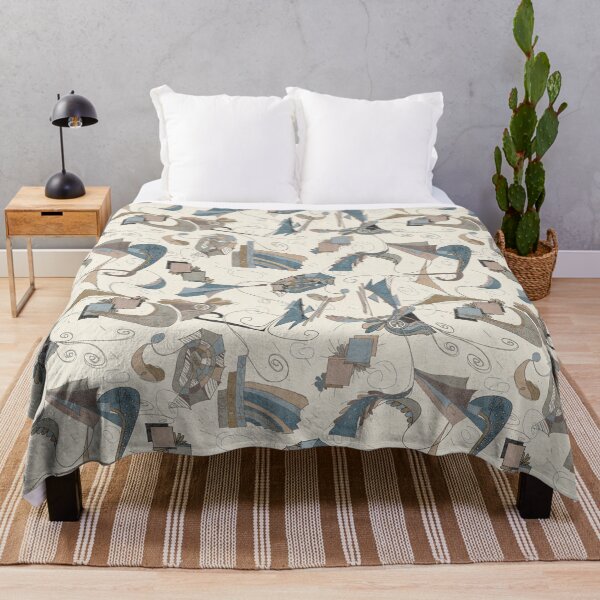 Item preview, Dusty Blue & Taupe Abstract Doodle — Linen Texture Modernist Pattern designed and sold by FaireWaveArt.