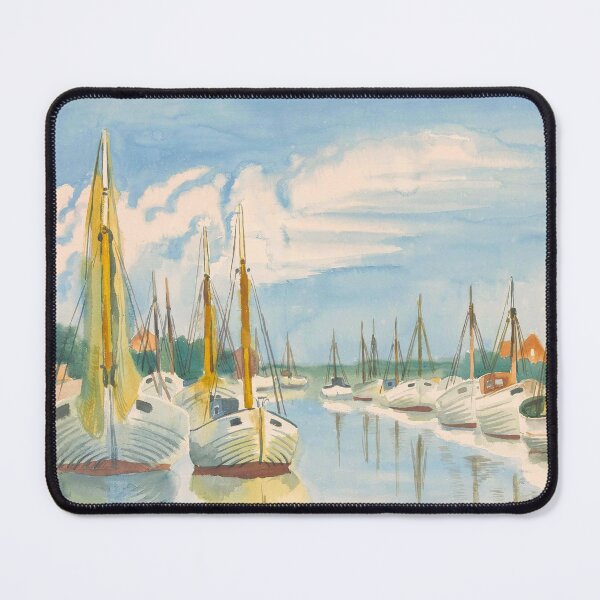 Item preview, Shelter harbor with sailboats nautical marine seascape painting print by Hermann Max Pechstein designed and sold by Jéanpaul Ferro.