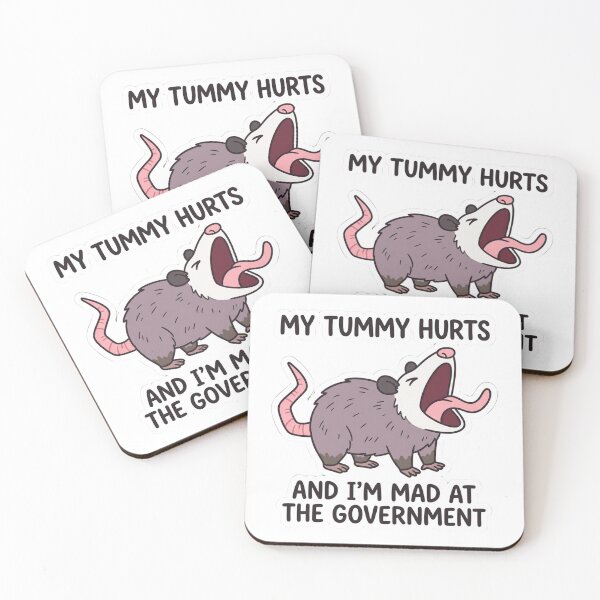 Item preview, My Tummy Hurts And I'm Mad At The Government Screaming Opossum IBS Funny Meme designed and sold by raedattia.