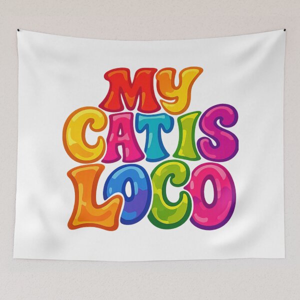 Item preview, MY CAT IS LOCO – Psychedelic Retro Typography T‑Shirt Design designed and sold by UrbanStatic.
