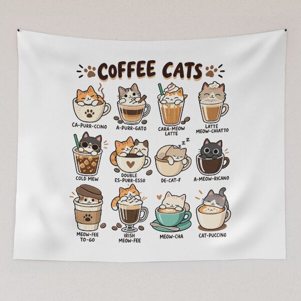 Item preview, Cute Coffee Cats Funny Cat Lover Coffee Addict designed and sold by roni-harbor.