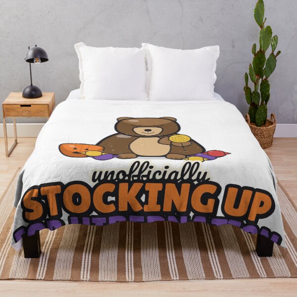 Item preview, Stocking Up for Hibernation - Funny Halloween Candy Bear designed and sold by BooAndBloomCo.