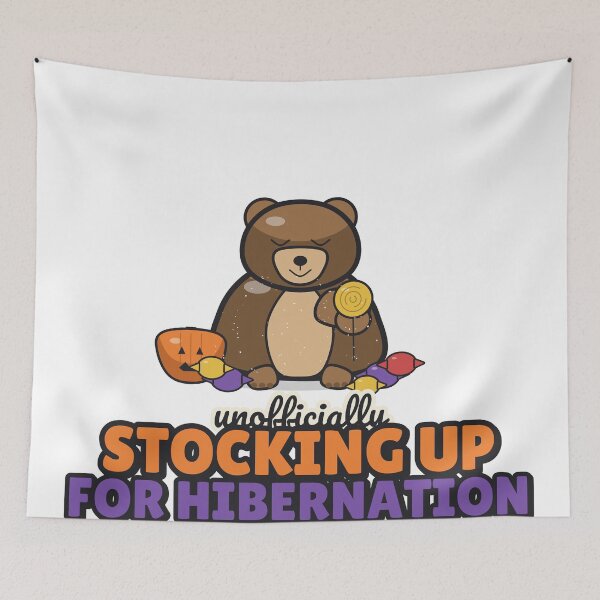 Item preview, Stocking Up for Hibernation - Funny Halloween Candy Bear designed and sold by BooAndBloomCo.