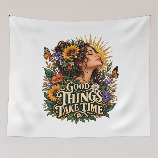 Item preview, Good Things Take Time Floral Woman Vintage Botanical Quote designed and sold by Pixel & Ponder.