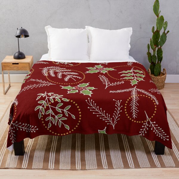 Item preview, Classic Xmas - Vintage Botanical Holly & Pine Seamless Pattern (Burgundy Red) designed and sold by DesigndN.