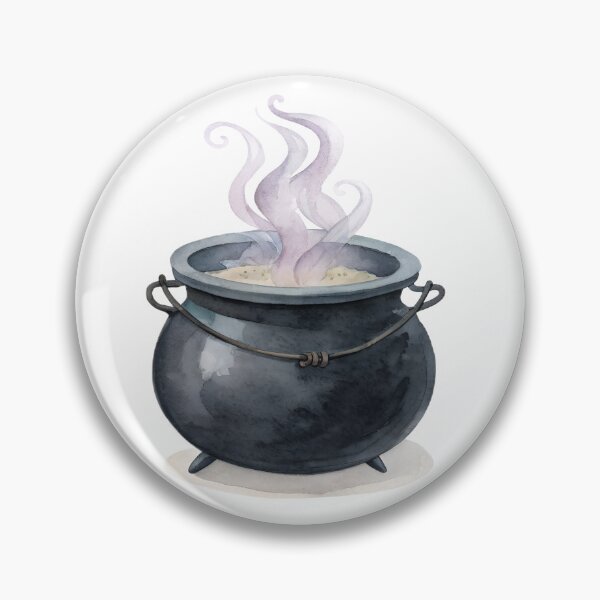Item preview, Watercolor Black Cauldron with Magic Purple Smoke designed and sold by AlinaMel.