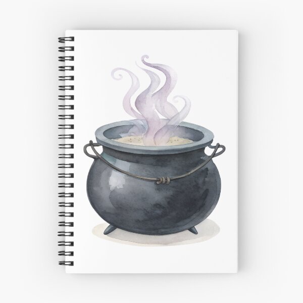 Item preview, Watercolor Black Cauldron with Magic Purple Smoke designed and sold by AlinaMel.