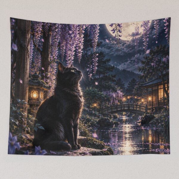 Item preview, Moonlit Wisteria Cat designed and sold by Silken moonlight .