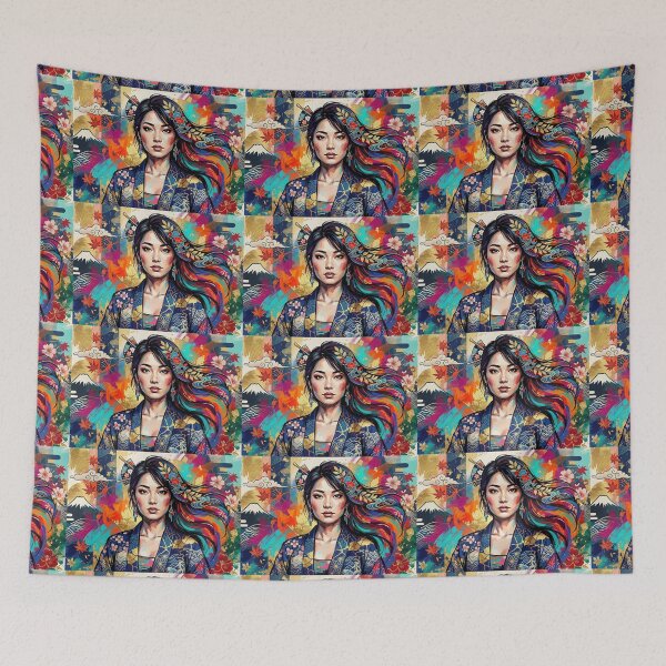 Item preview, Japanese Woman in Kimono Ukiyo-e Inspired Art designed and sold by EchoWave11.