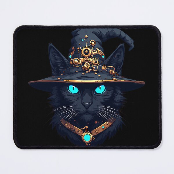 Item preview, Black Cat Cybernetic Wizard Halloween Neon designed and sold by Cyber Gold Studio.