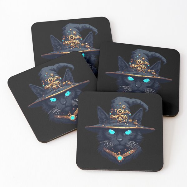 Item preview, Black Cat Cybernetic Wizard Halloween Neon designed and sold by Cyber Gold Studio.