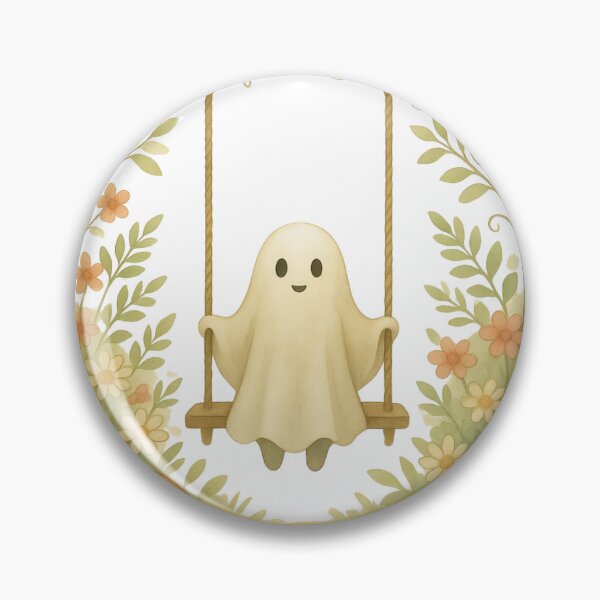 Item preview, Cute Ghost on a Tree Swing - Whimsical Cottagecore Illustration designed and sold by RAJASWARSTORE.
