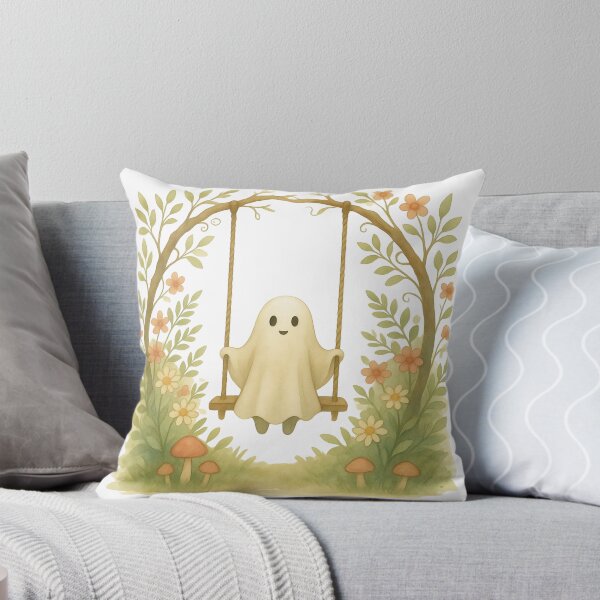 Item preview, Cute Ghost on a Tree Swing - Whimsical Cottagecore Illustration designed and sold by RAJASWARSTORE.