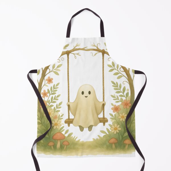 Item preview, Cute Ghost on a Tree Swing - Whimsical Cottagecore Illustration designed and sold by RAJASWARSTORE.