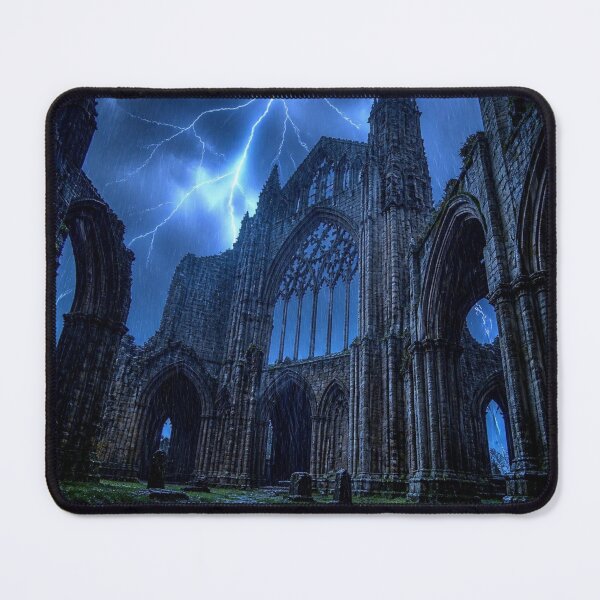Item preview, Ruined Gothic Cathedral Blue Lightning Storm designed and sold by LazyDayzCo.