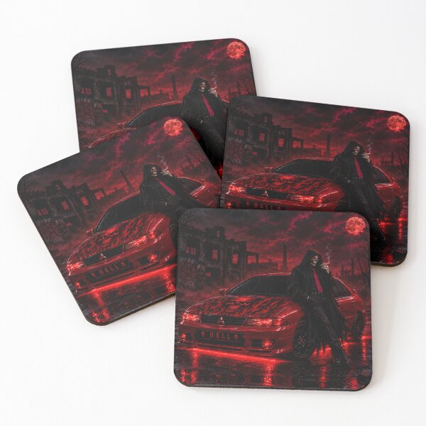 Item preview, skeleton and haunted red car designed and sold by natalik2024.