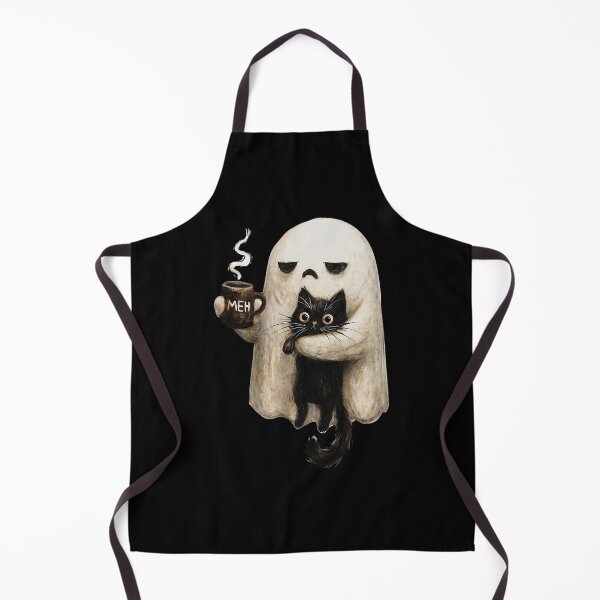 Item preview, Retro Funny Ghost Holding Black Cat With Coffee designed and sold by thefirstbroo.