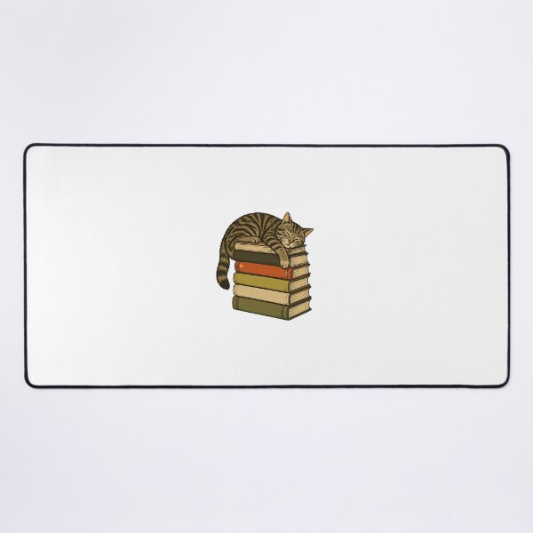 Item preview, Sleeping Cat on Vintage Stack of Books | Cozy Bookworm Illustration designed and sold by aysenism.